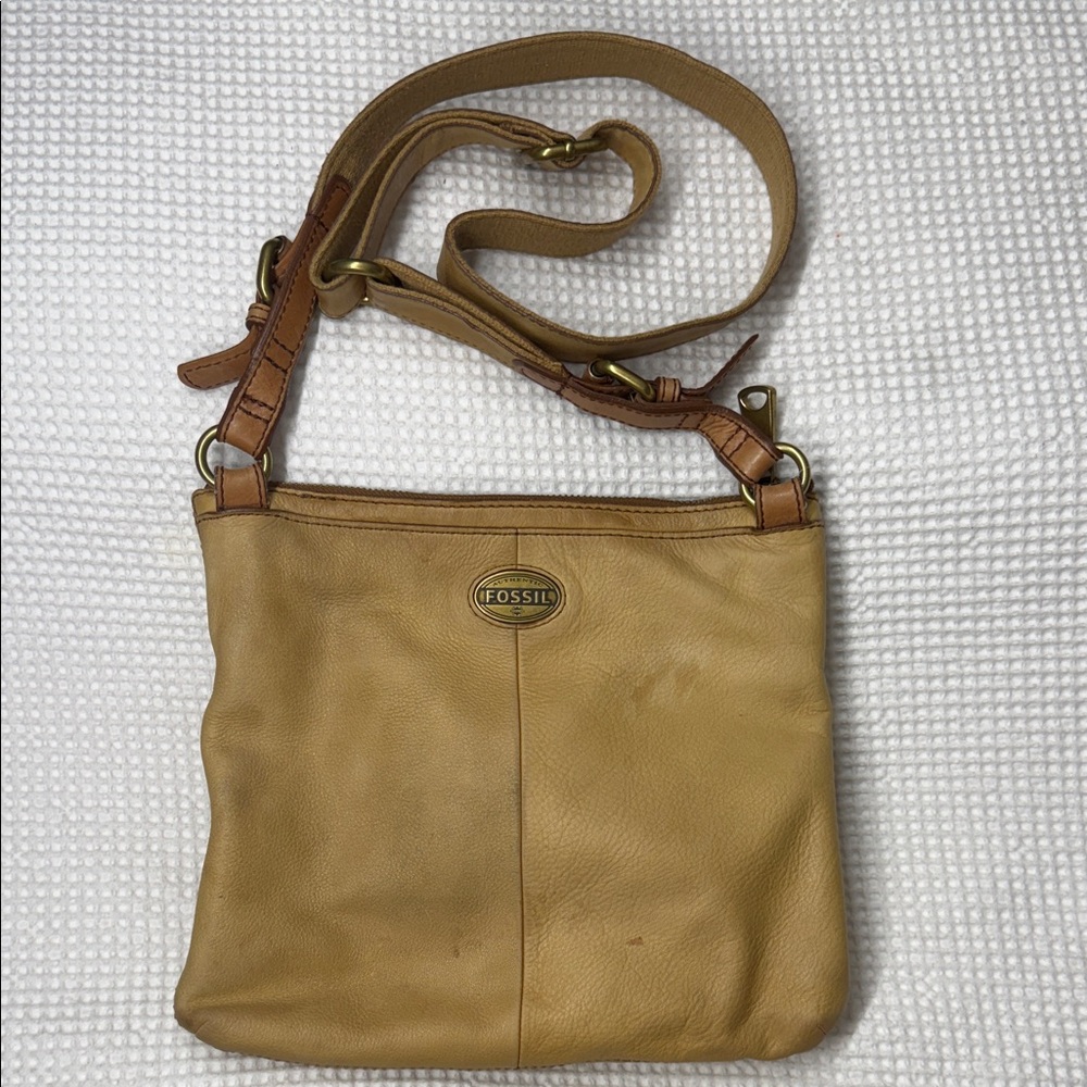 Fossil Tan Leather Crossbody Bag - 2x10x10